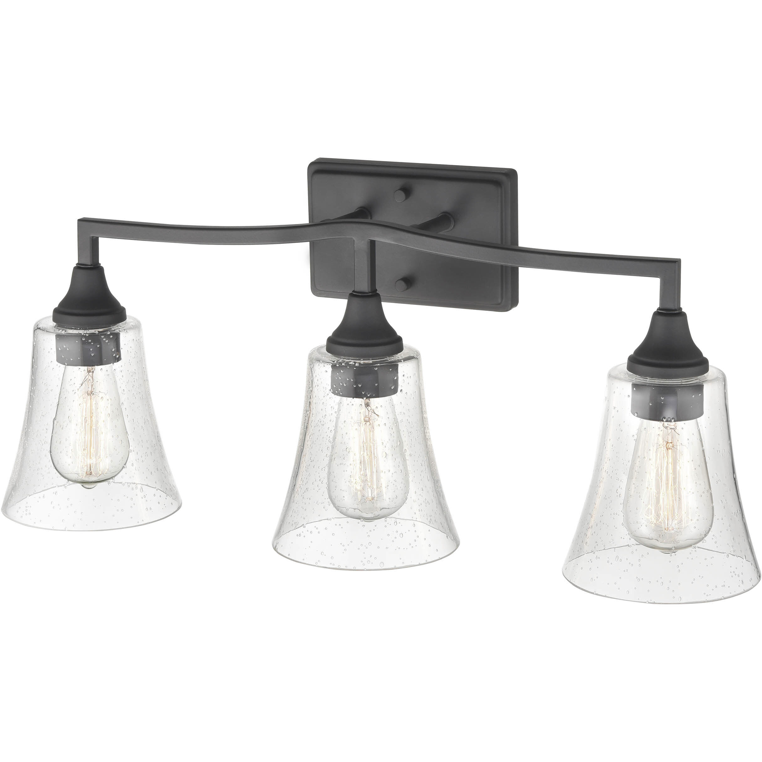 Caily 3 Light 24 inch Matte Black Bathroom Vanity Light Wall Light